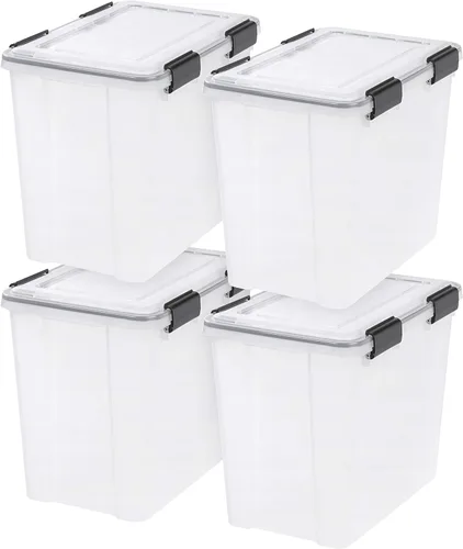 IRIS USA - Contenedor organizador de plástico hermético para almacenamiento, 36 cuartos de capacidad, con tapa duradera, sello y hebillas de cierre