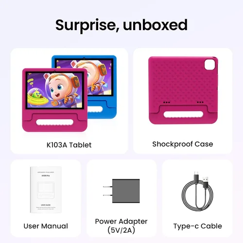 Miniatura 8 de ApoloSignage 2025 Android 15 Tablet para niños, pantalla HD de 10 pulgadas, procesador Octa-Core, 8 GB RAM, 64 GB ROM (expandible a 1 TB), con Rosa