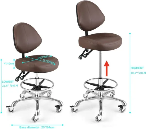 Miniatura 2 de Silla de dibujo con soporte para el respaldo, silla alta de oficina para escritorio de pie, taburete giratorio ajustable para taller, estudio