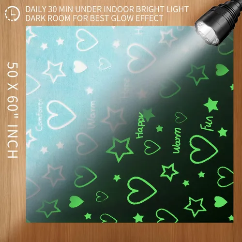 Miniatura 2 de LIFEYJ Manta con estrellas que brillan en la oscuridad con forma de corazón, regalos para niñas y niños, manta suave para niñas de 3, 4, 5, 6, 7, 8