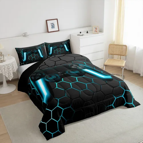Miniatura 4 de Edredón de videojuegos para niños y adolescentes, juego de ropa de cama individual, juego de edredón para niños y jugadores, decoración del hogar