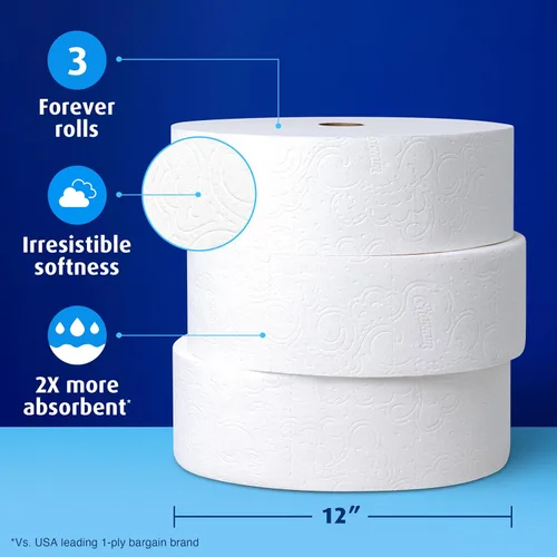 Miniatura 4 de Charmin Papel higiénico ultra suave, 3 rollos de repuesto Forever Rolls, 2 capas de papel de baño, 3 rollos