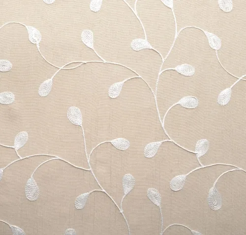 Miniatura 8 de MIUCO Cortinas Semitransparentes con Bordado Floral de Lino Sintético con Ojales para Ventana para Sala de Estar 52 x 95 Pulgadas Juego de 1 Par