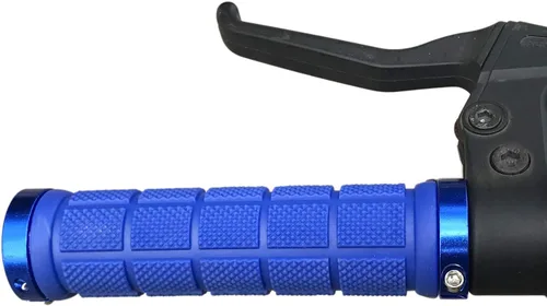 Miniatura 3 de PLATT Agarres de manubrio de bicicleta de goma cómodos para MTB/BMX con tapas de extremo de plástico Azul