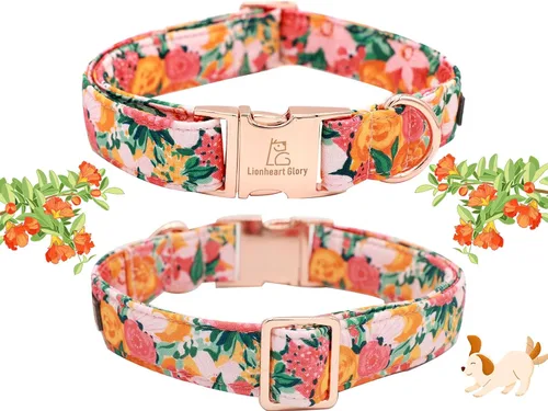 Miniatura 3 de Lionheart glory Collar de perro floral de alta calidad, collar de primavera para perro, ajustable, resistente, para perros pequeños