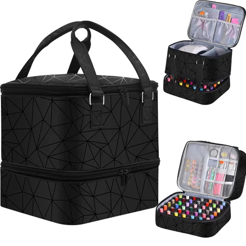 Miniatura 16 de FCQQYWZ Organizador de esmalte de uñas con 2 fundas desmontables con capacidad para 60 botellas y lámpara de uñas, organizadores de uñas portátiles