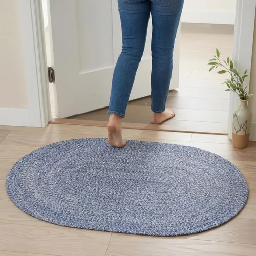 Miniatura 78 de Super Area Rugs Farmhouse - Alfombra trenzada de algodón reversible para cocina, gris y blanco, 4 x 6 pies, ovalada