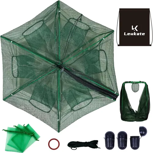 Miniatura 9 de Red de Pesca Plegable para Carnada y Pececillos - Red de Pesca Duradera para Pececillos, Cangrejos, Cangrejos de Río y Camarones - Diseñada