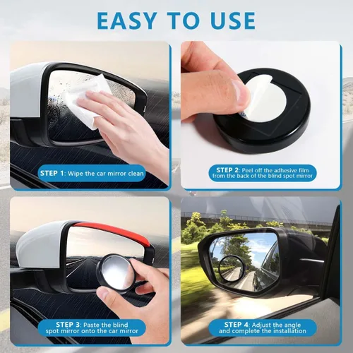 Miniatura 4 de OBTANIM Paquete de 2 espejos de punto ciego de 2 pulgadas de ángulo ajustable HD de vidrio redondo de visión trasera para automóvil, accesorios