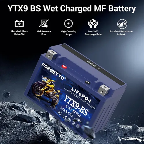 Miniatura 5 de Batería de litio YTX9-BS, LiFePO4 para motocicleta, 12V 5AH 400A ATV, UTV, Jet Ski, 4 ruedas, moto de nieve, tractor y generador Powersports batería