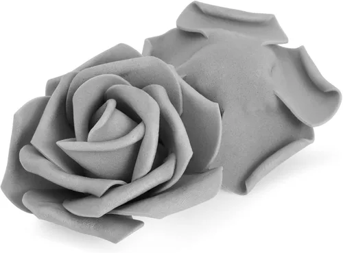 Miniatura 7 de Bright Creations Rosas de espuma de flores artificiales, paquete de 100 cabezas de flores de polietileno gris de 3 pulgadas, rosas grises sin tallo