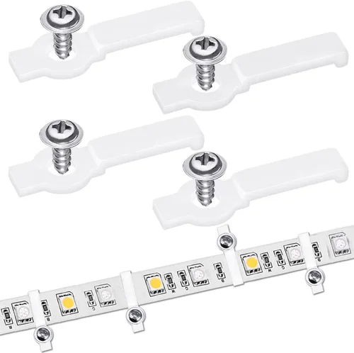 DOERDO - 200 clips de fijación de tira de luz LED con 200 tornillos para fijación de 0.394 in de ancho, no impermeable, tira de luz LED 3528/5050