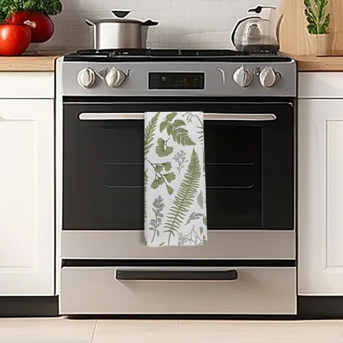 Miniatura 5 de Green Fern Leaf - Toallas de cocina y baño - Toallas de hierbas botánicas vintage, 16 x 24 pulgadas