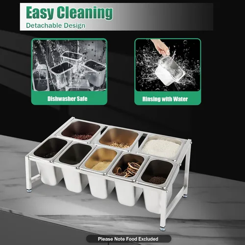 Miniatura 5 de Estante de especias expandible de 2 niveles, estante organizador de acero inoxidable con tapas de sartenes, cucharones, soporte de encimera