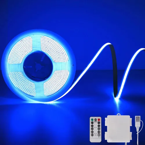 Miniatura 15 de OMIKA Tira de luces LED COB RGB de 6.6 pies, funciona con pilas, control remoto, regulable, cambio de color, tira de luces LED de batería, cortables