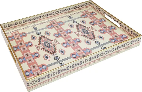 Miniatura 13 de Spsyrine - Bandeja de servir con asas, bandeja decorativa de plástico para mesa de café, sala de estar, decoración del hogar, 3040B