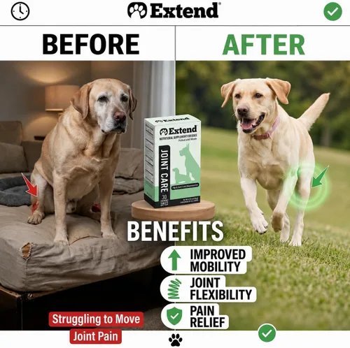 Miniatura 4 de Suplemento para perros Extend, cuidado de articulaciones para perros, suministro para 1 mes, glucosamina para perros con MSM y ácido ascórbico