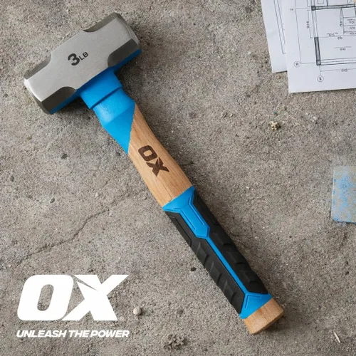 Miniatura 2 de OX Tools Pro Series - Martillo para enmarcar California de 3 libras, martillo de garra recta de cara fresada con cabeza de acero forjado y mango