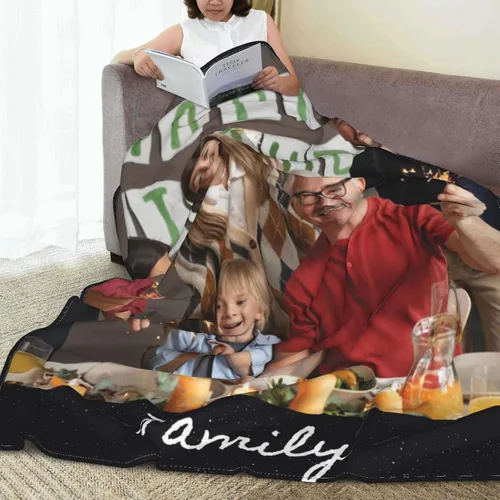 Miniatura 8 de Manta personalizada con collage de fotos, texto, mantas con imágenes personalizadas, regalos para cumpleaños, para madres, papás, manta de fotos