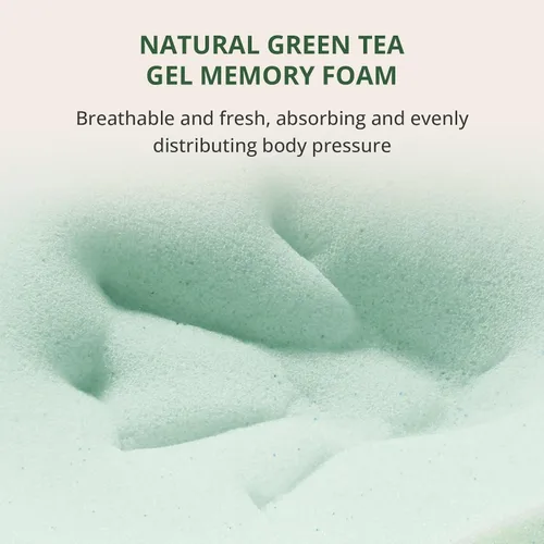 Miniatura 4 de Colchón de espuma viscoelástica de gel de té verde Twin de 6 pulgadas con funda extraíble lavable, firmeza media, cama en una caja, certificado