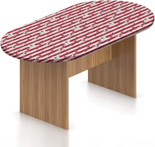 Mantel ovalado ajustable para mesa de patio, poliéster elástico de Estados Unidos, mantel de mesa con estampado de patrón patriótico «Love My