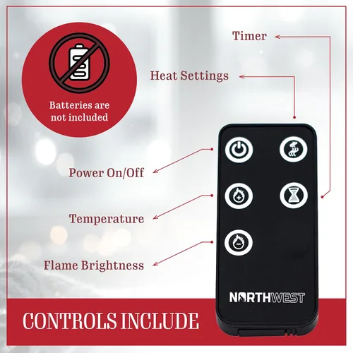 Miniatura 5 de Northwest Chimenea eléctrica montada en la pared de 36 pulgadas, calentador empotrado con ventilación frontal, control remoto, llamas LED y soportes