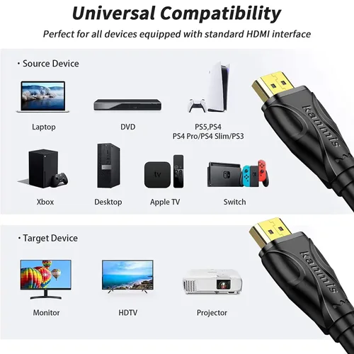 Miniatura 5 de Cable HDMI 4K de 20 pies, cables HDMI 2.0 de alta velocidad y 4K a 60Hz 2K 1080P, conectores chapados en oro de ultra alta velocidad, cable hdmi