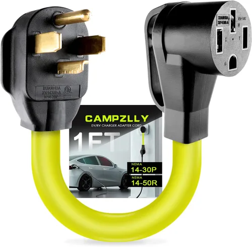Cable adaptador de cargador EV, adaptador NEMA 14-30P a 14-50R, enchufe de secadora de 30 amperios a hembra de 4 clavijas, compatible con EV para