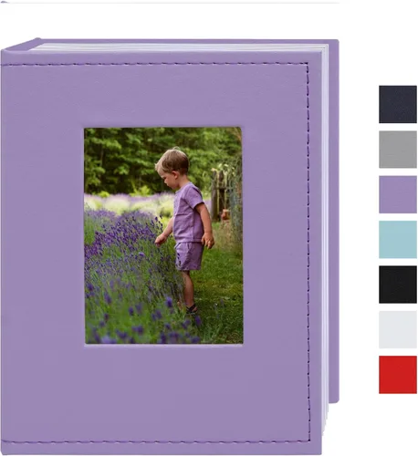 Miniatura 24 de Álbum de fotos pequeño de 4 x 6 pulgadas, paquete de 2 libros de fotos de cuero, cada mini álbum de 26 páginas tiene capacidad para 52 fotos, Rojo