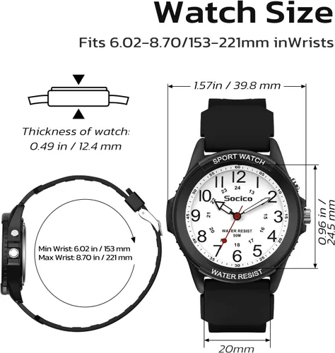 Miniatura 7 de Reloj para hombres y mujeres, cara grande, clásico, analógico, de cuarzo, deportivo, retroiluminado, unisex, impermeable, reloj de enfermera