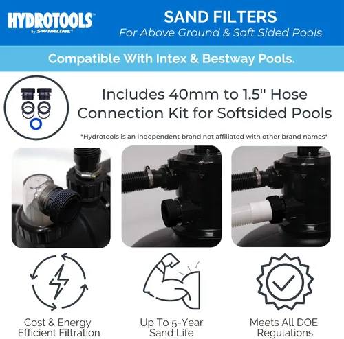 Miniatura 2 de HYDROTOOLS Bombas de filtro de arena y cartucho para piscinas sobre el suelo Sistemas de limpieza de 12-16 pulgadas y 8-40 SF Opciones de bomba
