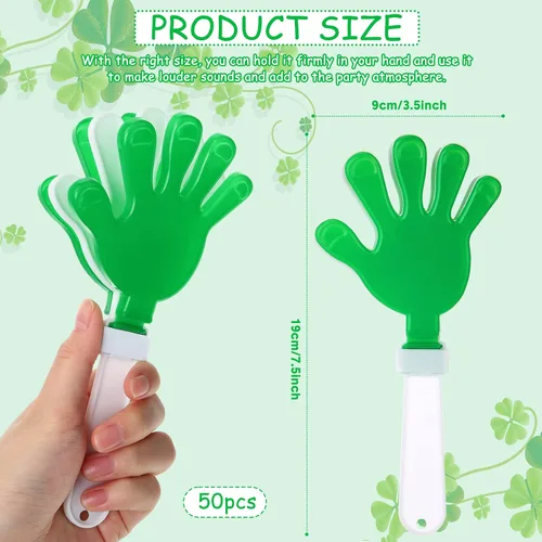 Miniatura 2 de 50 unidades de 7.5 pulgadas verde/blanco para hacer ruido de plástico para eventos deportivos, fiesta de San Patricio, agentes de ruido para fiesta