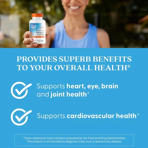 Miniatura 5 de Doctor's Best Suplemento de aceite de pescado Omega 3 para mujeres y hombres, fuente de ácidos grasos DHA, EPA y omega-3, purificado, alta potencia