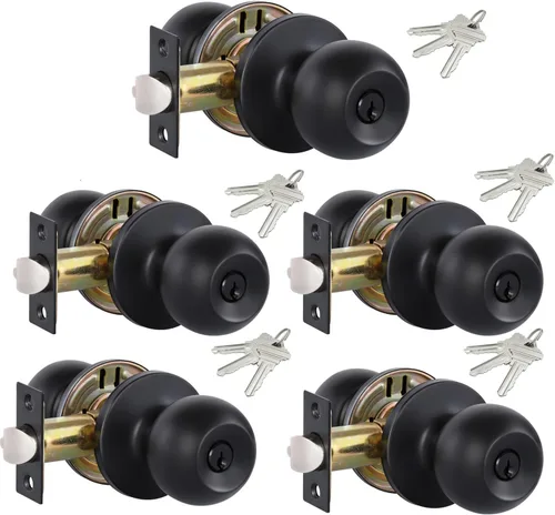 Miniatura 10 de Lanwandeng Paquete de 3 pomos de puerta de privacidad color negro mate con cerradura para dormitorio/baño, cerraduras de puerta interior sin llave