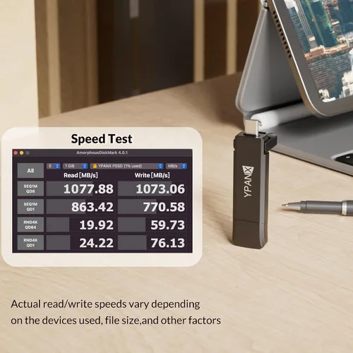 Miniatura 6 de YPANX SSD portátil Pro de 512 GB, velocidad de 1000 MB/s, USB 3.2 Gen 2 + puerto dual tipo C, SSD externo ligero para iPhone 15/16/17/Pro/Pro Max