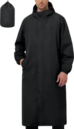 Miniatura 9 de UIQUR Chaqueta impermeable para hombre, ligera, larga, impermeable, rompevientos, ciclismo, correr, senderismo, plegable