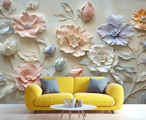 Miniatura 30 de Papel tapiz de pavo real, murales de pavo real de lujo, papel tapiz retro en relieve floral para niños y niñas, decoración de pared de dormitorio