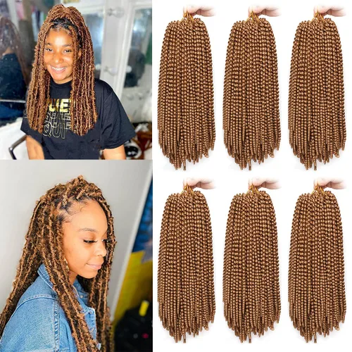 Miniatura 14 de Xtrend - Cabello trenzado de ganchillo con rizos de resorte, color rojo cobrizo, 12 pulgadas, para rizos de mariposa de imitación, extensiones