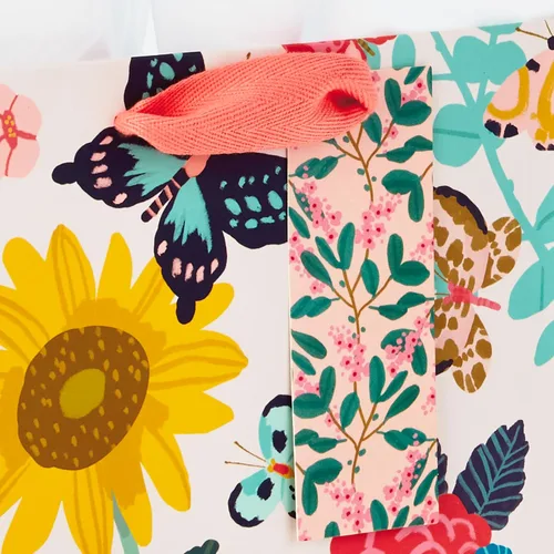 Miniatura 6 de Hallmark Bolsa de regalo mediana de 9 pulgadas con papel de seda (flores brillantes) para Pascua, cumpleaños, despedidas de soltera, bodas, baby