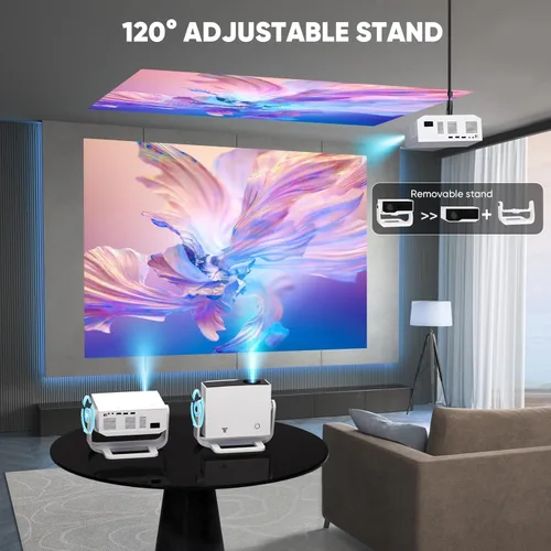 Miniatura 7 de Proyector con WiFi y Bluetooth, Aplicaciones Integradas Soporte 4K Sistema Operativo Inteligente Proyector Portátil para Dormitorio Nativo 1080P