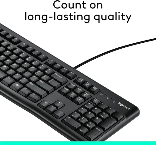 Miniatura 3 de K120 teclado ergonómico de escritorio con cable USB negro, Negro