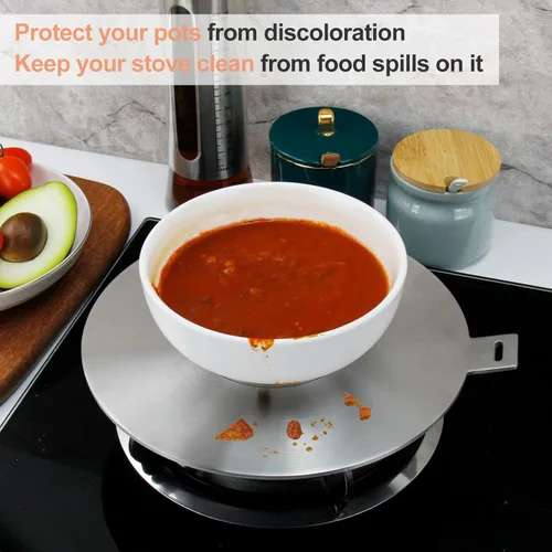 Miniatura 7 de Placa adaptadora de placa de cocina de inducción de acero inoxidable de 9.45 pulgadas, difusor de calor para cocina de vidrio y eléctrica, mango