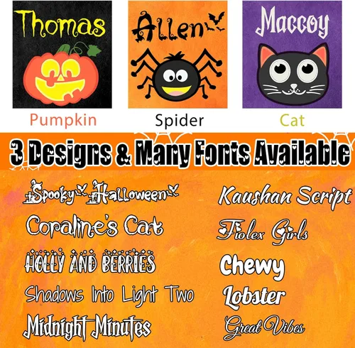 Miniatura 2 de Cubo de Halloween personalizado con nombre personalizado para trucos o tratos, bolsa de dulces personalizada para niños, bolsas de mano grandes