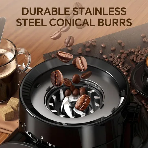 Miniatura 4 de Molinillo de café eléctrico, molinillo de granos de café con rebabas con 30 ajustes de molienda, molinillo de muelas para uso doméstico, pantalla
