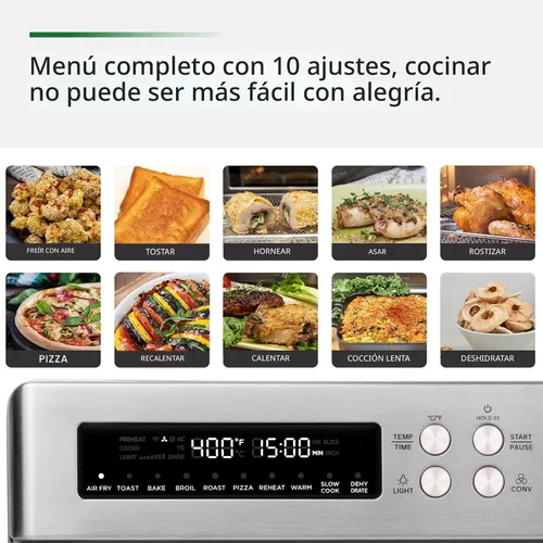 Miniatura 7 de VAL CUCINA - Horno tostador retro con calefacción infrarroja, horno de convección extragrande de encimera 10 en 1, 6 rebanadas de tostada, pizza
