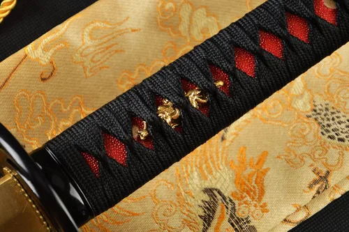 Miniatura 4 de Dragón rojo grabado SAYA - Espada guerrera katana japonesa de Damasco con hoja de acero doblada