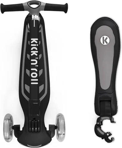 Miniatura 5 de Kicknroll Scooter de 3 ruedas para niños de 3 a 12 años con ruedas iluminadas, diseño plegable, altura ajustable, cubierta extra ancha