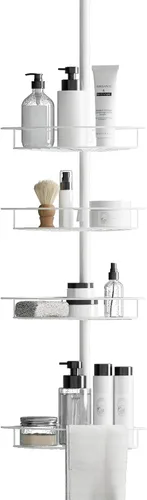 Miniatura 13 de Zenna Home Organizador de esquina con poste de tensión, organizador de ducha ajustable con 4 cestas, organizador de barra de tensión de baño Negro