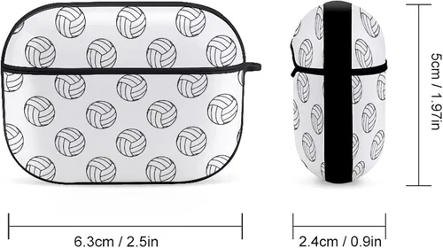 Miniatura 2 de Funda protectora para auriculares de voleibol en blanco y negro, portátil, a prueba de golpes, con diseño de llavero para Airpods Pro, talla única