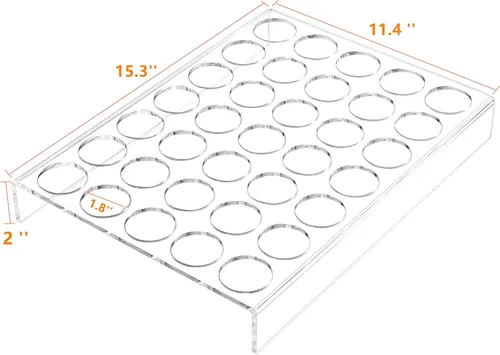 Miniatura 3 de IEEK Paquete de 2 35 ranuras planas para encimera de café, bandeja organizadora de tazas K, organizador de cápsulas de café de acrílico transparente